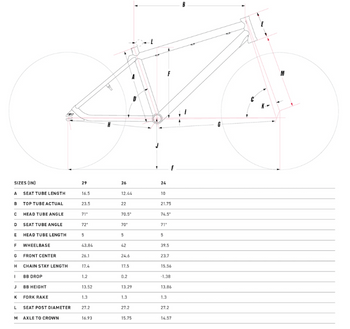 GT Heritage Bike Sizing and Geometry